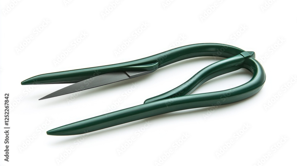 Naklejka premium Green Gardening Scissors on White Background