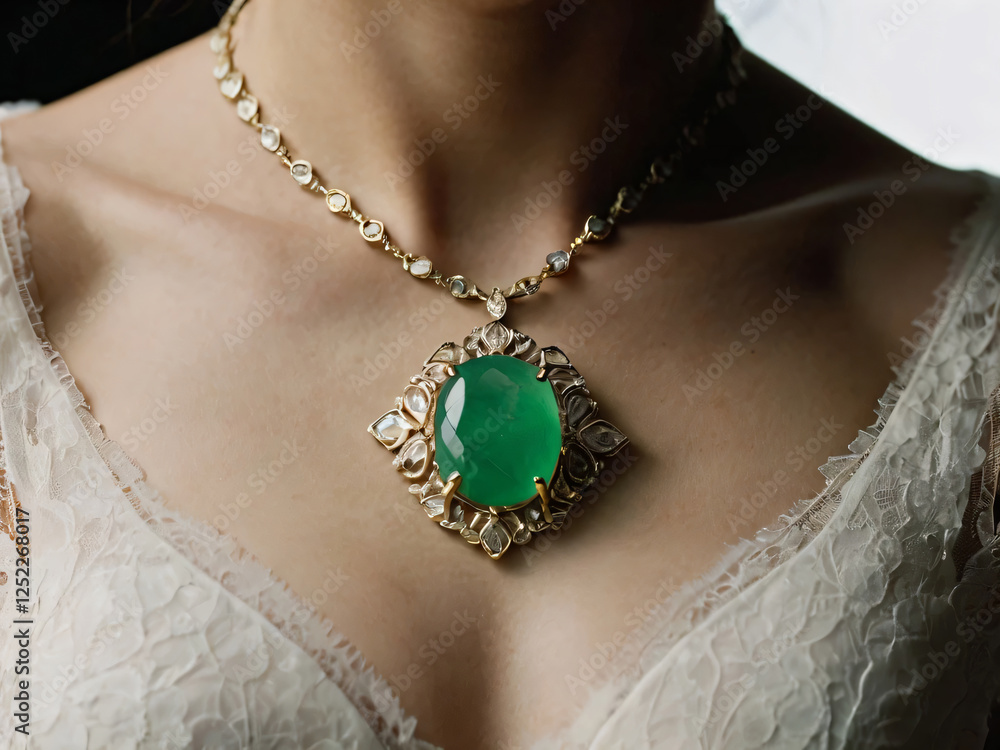An jadeite necklace with a sophisticated and classic design. An jadeite necklace with a sophisticated and classic design.