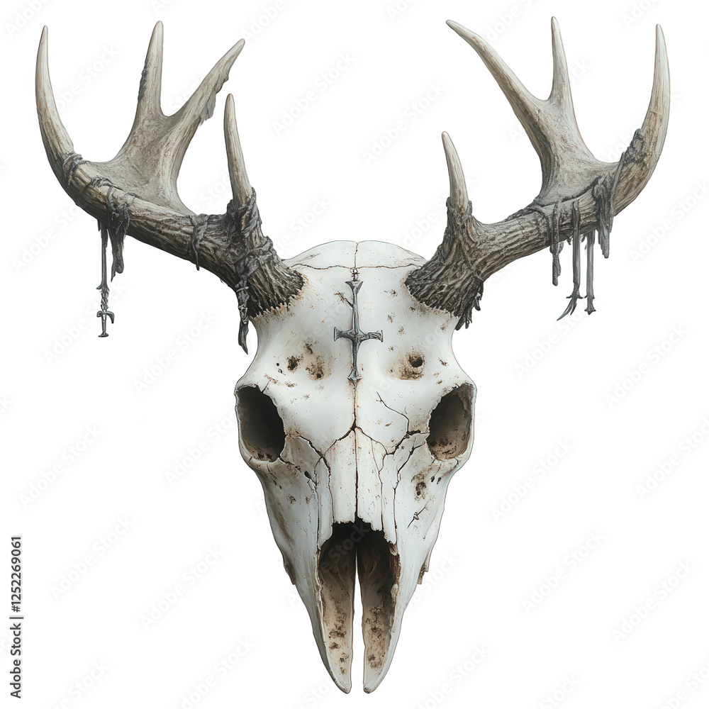 Fototapeta premium The deer's head hanging on the wall