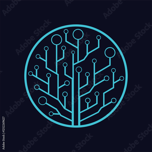Technology network in the circle of logo design illustrator