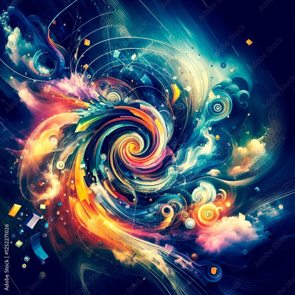 Abstract Digital Painting of Creativity and Innovation: Swirling Colors, Geometric Shapes, and Vibrant Gradients Abstract Digital Painting of Creativity and Innovation: Swirling Colors, Geometric Shapes, and Vibrant Gradients