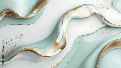 Abstract mint gold waves, background design
