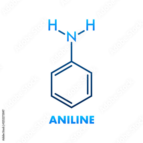 Aniline molecular formula, showing the aminobenzene chemical compound