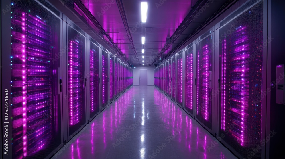 Illuminated Server Room: A Glimpse into the Digital Core