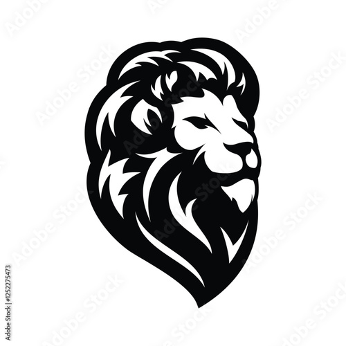 Lion head facing sideways with neat mane illustrator logo design