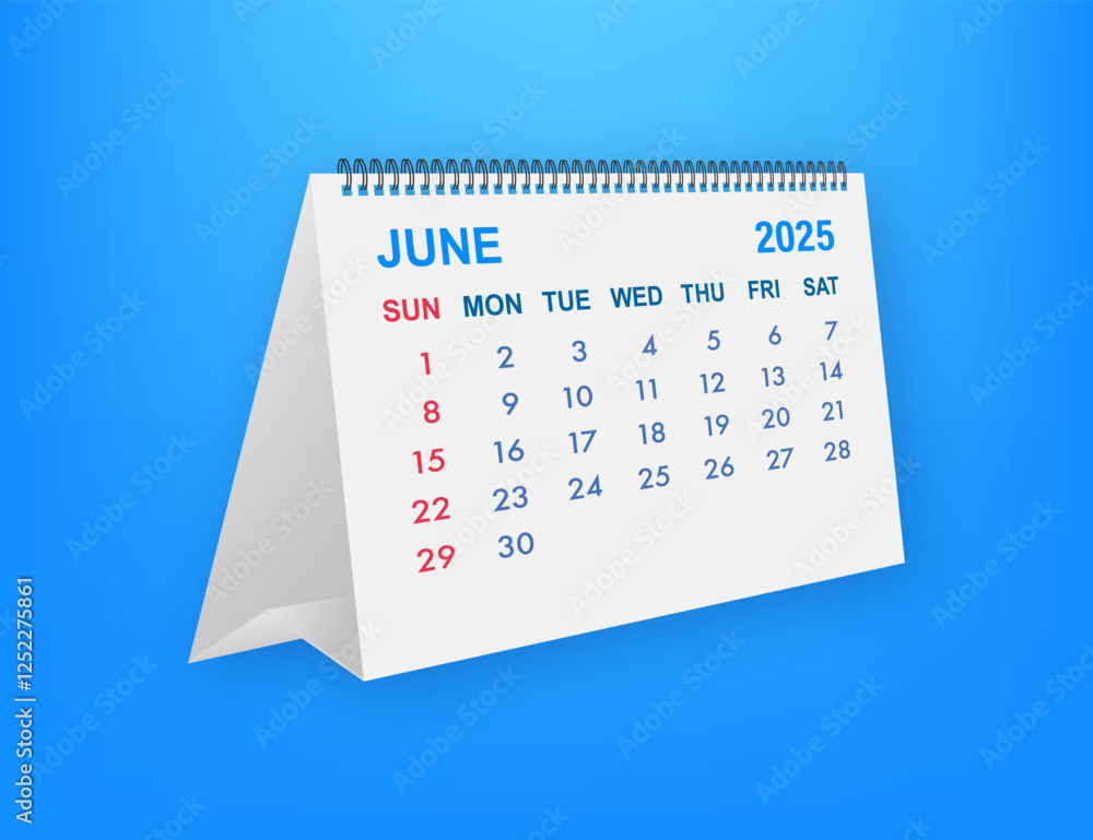June 2025 calendar on blue background is showing days, weeks and months June 2025 calendar on blue background is showing days, weeks and months