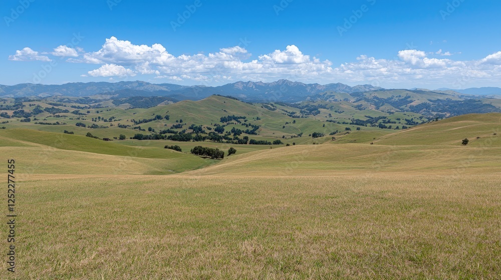 Rolling Hills Meadow under a Blue Sky. Possible use Stock photo Rolling Hills Meadow under a Blue Sky. Possible use Stock photo