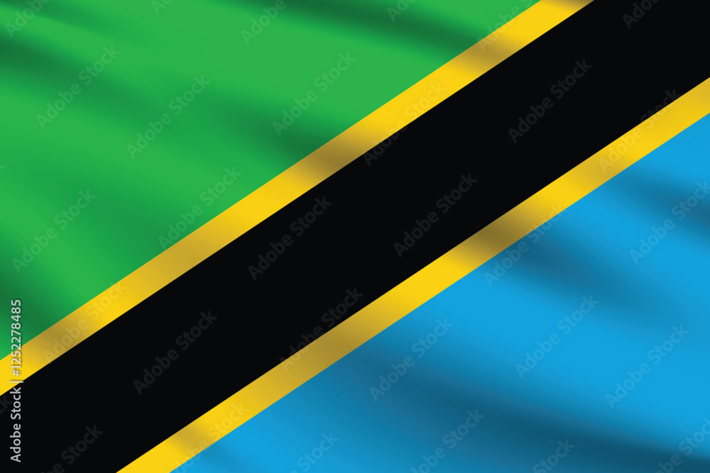 Flag of Tanzania. Tanzania flag official colors and proportion digital vector illustration. Pleated flag. Flag of Tanzania. Tanzania flag official colors and proportion digital vector illustration. Pleated flag.