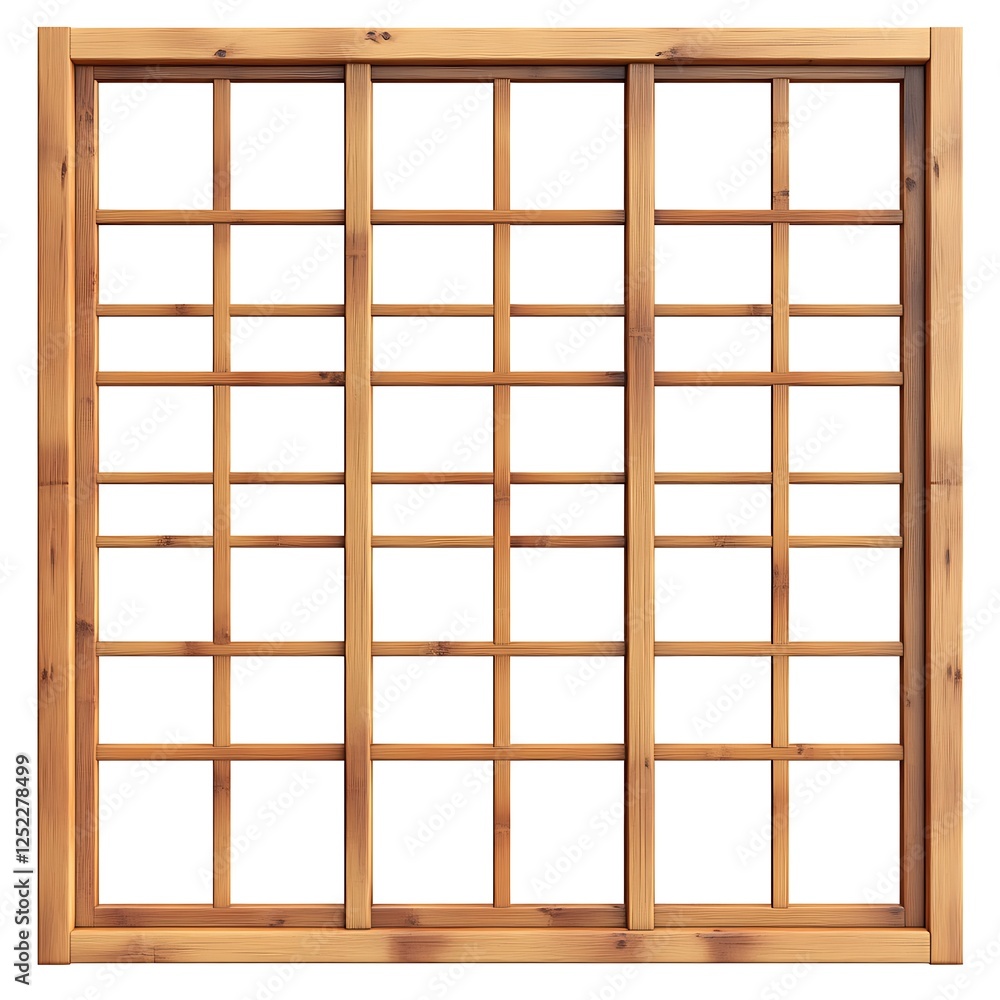 Translucent Shoji Screen Panel Crafted from Wood and Paper Materials Translucent Shoji Screen Panel Crafted from Wood and Paper Materials
