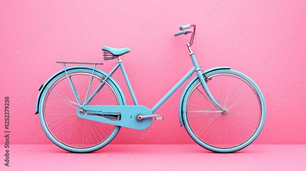 Obraz premium Pastel blue bicycle against pink background. (1)