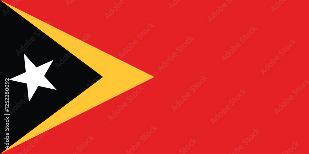 East Timor flag. The official ratio. Flag icon. Standard color. Standard size. A rectangular flag. Computer illustration. Digital illustration. Vector illustration. East Timor flag. The official ratio. Flag icon. Standard color. Standard size. A rectangular flag. Computer illustration. Digital illustration. Vector illustration.