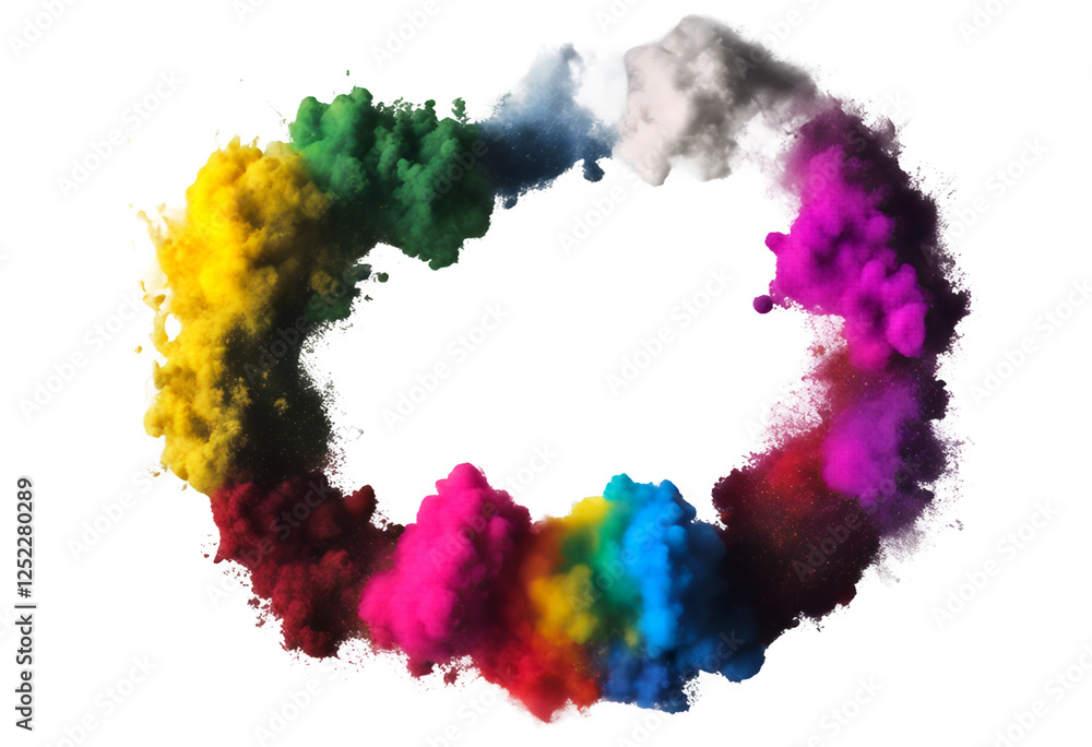 colours abstract smoke paint dark peace ring explode panorama explosion black rgb party background beautiful rainbow powder isolated wide circle colorful color holi concept dust colourful splash