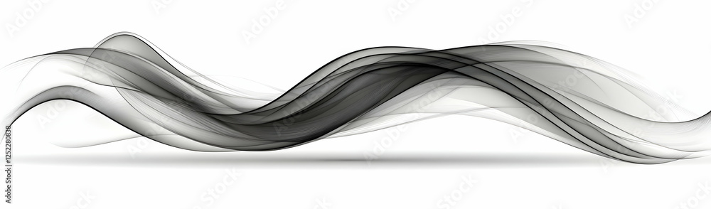 Obraz premium Abstract grey waves, flowing design, white background, website header