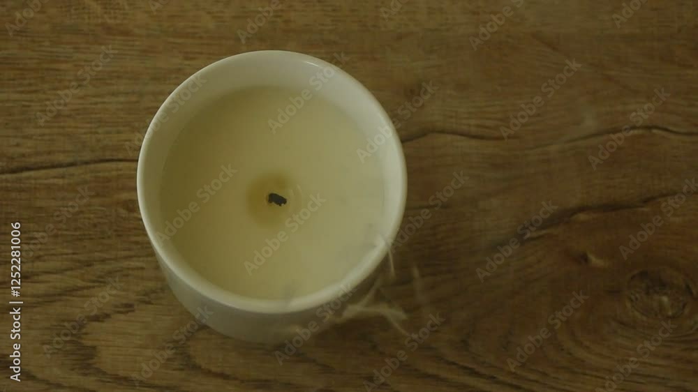 white scent candle light in cup for decoration in Christmas and new year festival on table white scent candle light in cup for decoration in Christmas and new year festival on table