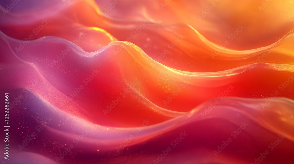 Obraz premium Abstract waves in vibrant sunset colors, fluid art aesthetic. Creative design and modern art concept
