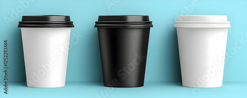 Wallpaper Mural Three coffee cups, blue background Torontodigital.ca