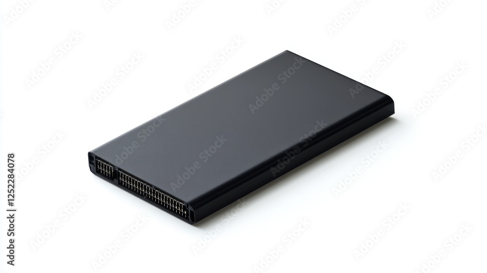 Black external hard drive on white background Black external hard drive on white background