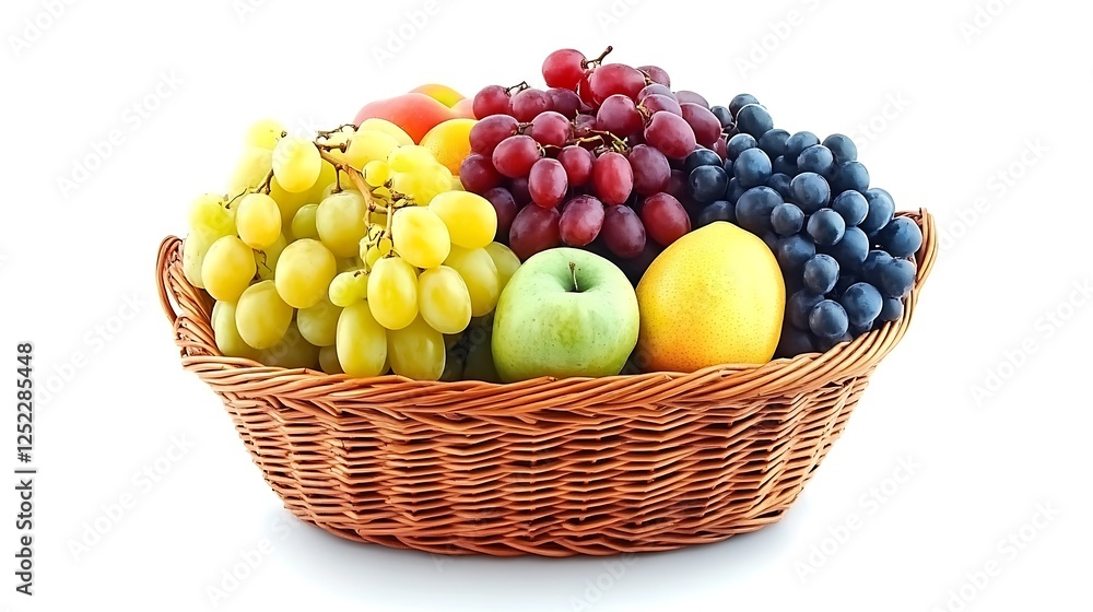 A Colorful Fruit Basket: A Delightful Arrangement of Grapes, Apples, and More A Colorful Fruit Basket: A Delightful Arrangement of Grapes, Apples, and More