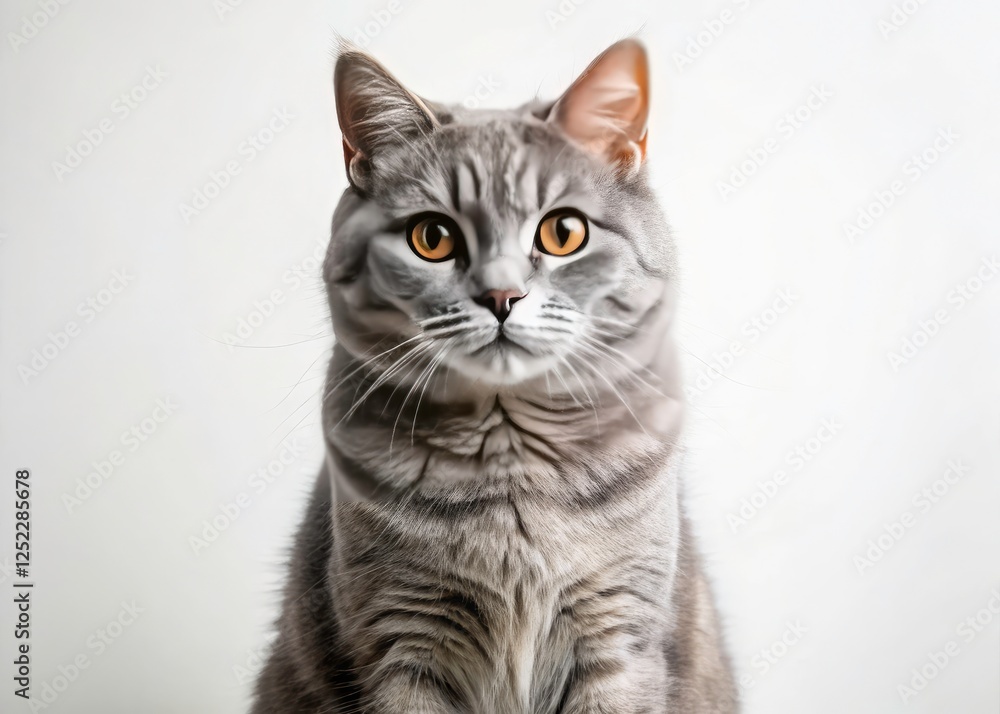 Studio shot: A cute grey kitten, poised and waiting, beautifully isolated on white. Studio shot: A cute grey kitten, poised and waiting, beautifully isolated on white.
