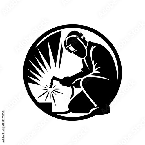 silhouette of argon welder man