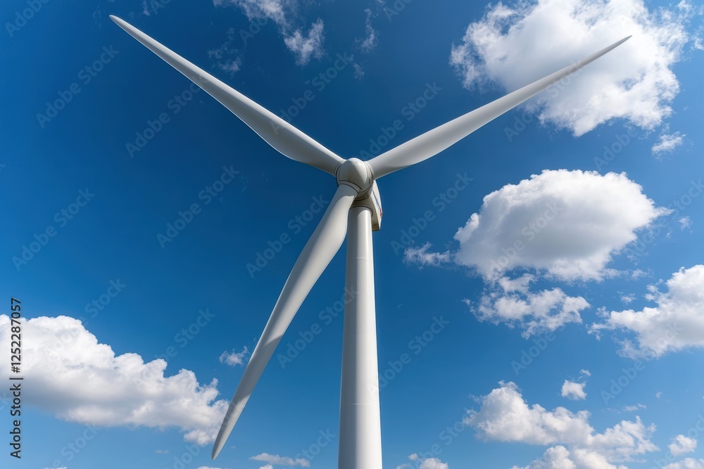 Wind turbine against a blue sky with clouds. Wind turbine against a blue sky with clouds.