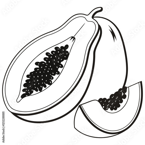 silhouette papaya image on white background