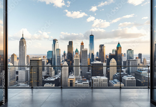 New York City Skyline View from Balcony at Golden Hour
