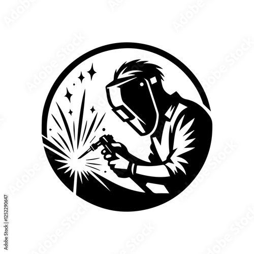 silhouette of argon welder man