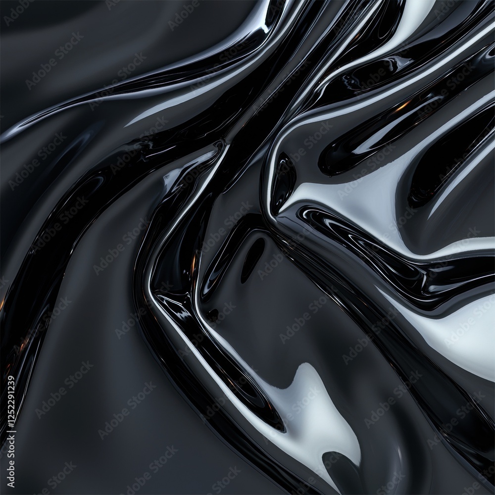 Abstract black liquid metal background with smooth waves and reflections. Abstract black liquid metal background with smooth waves and reflections.