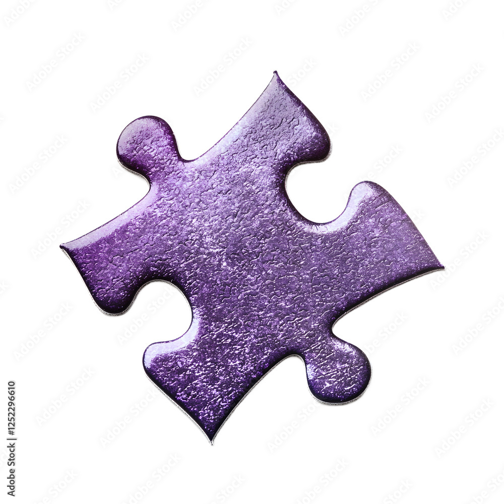 Fototapeta premium Close up of a single, textured purple puzzle piece