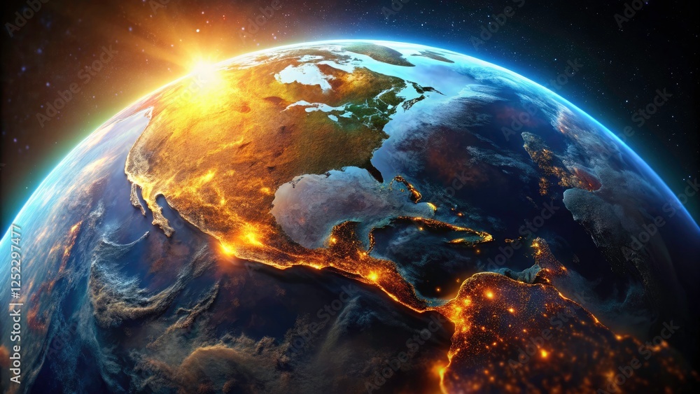 Fototapeta premium Stunning planetary photography: a handheld earth closeup, defying low light.