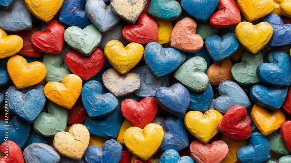 Abundance of Multicolored Wooden Hearts Displayed As A Symbol of Love and Affection For Valentines Day Holiday Background Abundance of Multicolored Wooden Hearts Displayed As A Symbol of Love and Affection For Valentines Day Holiday Background