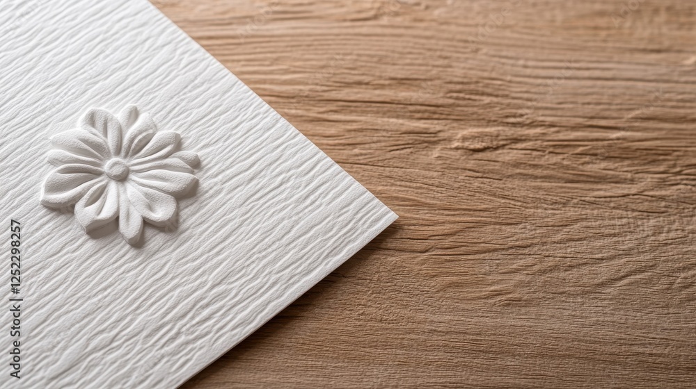Close-Up of Hand-Stamped Embossed Floral Design on Paper Close-Up of Hand-Stamped Embossed Floral Design on Paper