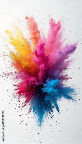 Obraz na płótnie rainbow color paint holi colorful white explosion background olated wide panorama powder colours paint explosion powder isolated colourful splash holi rainbow panorama wide explode smoke abstract w salonie