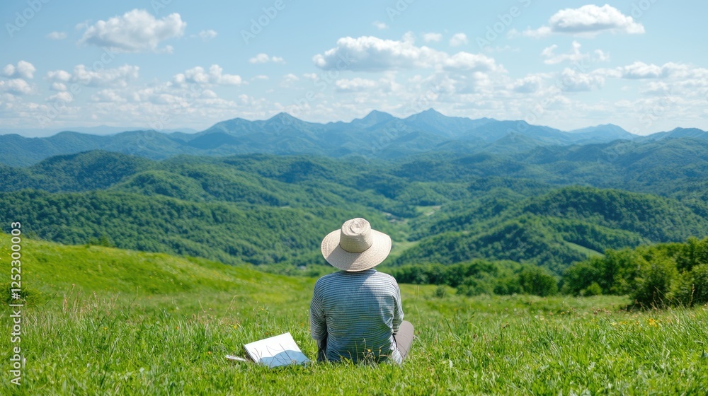 Person Contemplating Mountain View