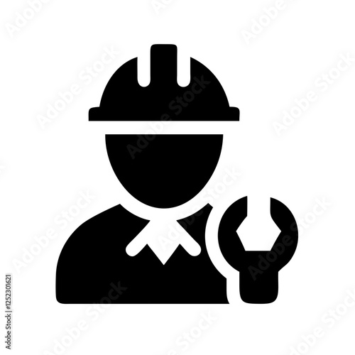 Construction worker icon, worker, construction, helmet, hard hat, builder, engineer, labor, job, work.