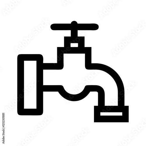  Pipe with water drop, plumbing.Vector icon with oil pipeline symbol with faucet, oil,water, flow, liquid, supply, resource, plumbing, valve, drain.