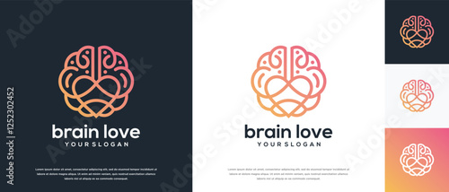 Brain love logo design. Brain love logo template. Logo symbol icon