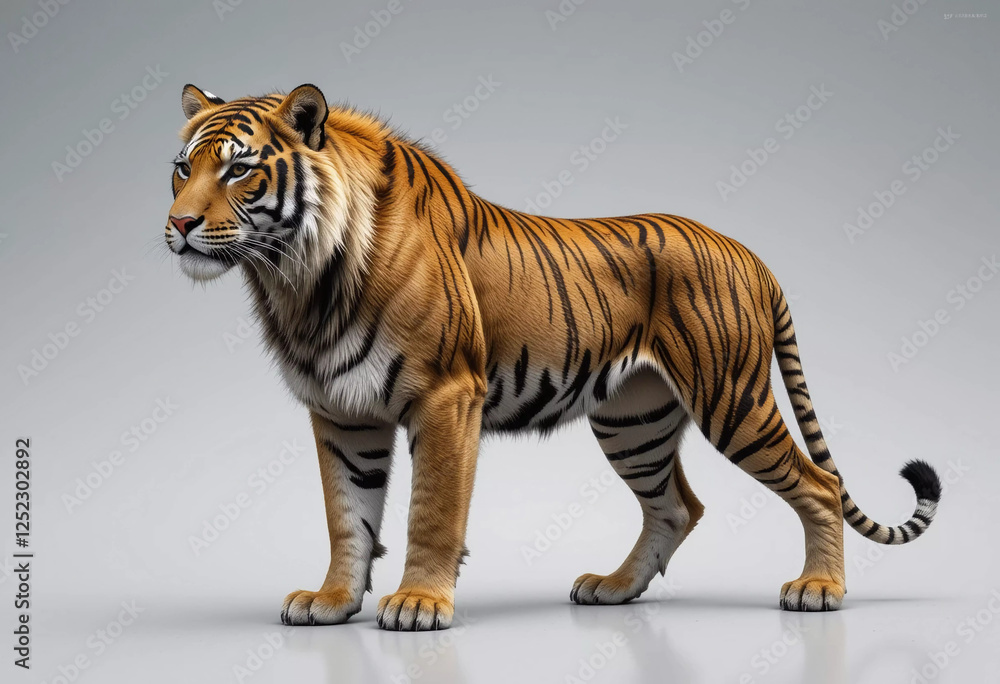 Obraz premium Majestic Bengal Tiger: A 3D Render of a Powerful Feline