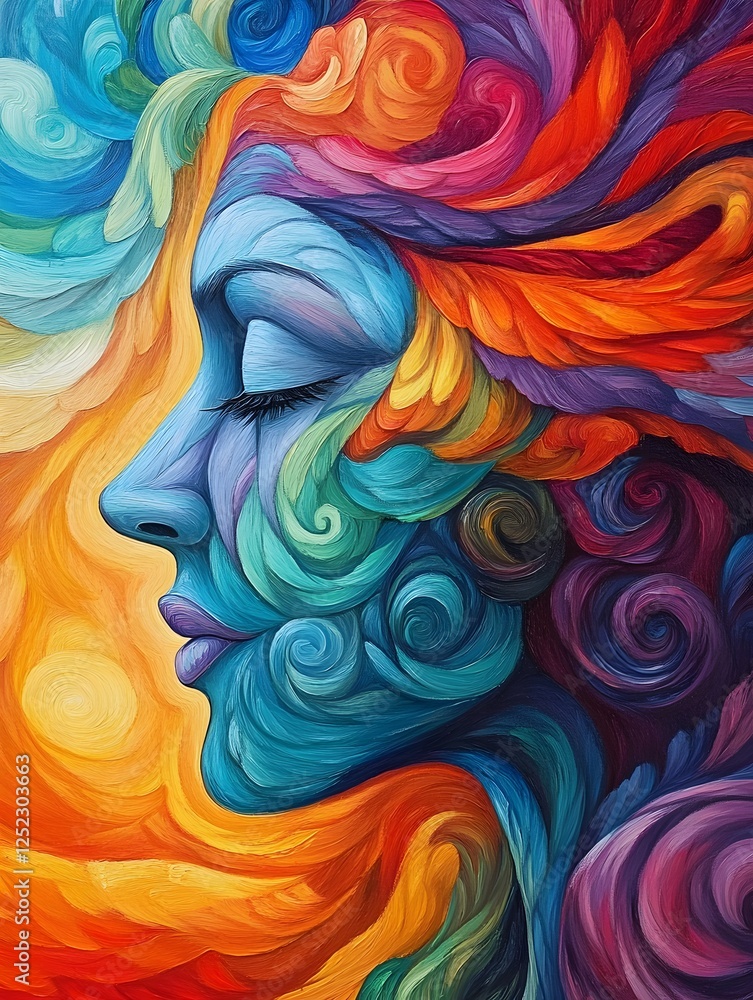 Abstract representation of emotions, vibrant swirling colors blending into one another, surreal and expressive Abstract representation of emotions, vibrant swirling colors blending into one another, surreal and expressive