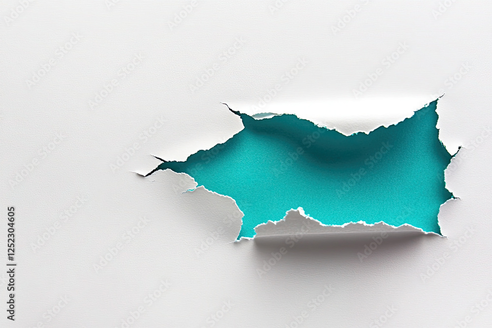 Torn Paper with Blue Teal Background: Creative Design Concept Torn Paper with Blue Teal Background: Creative Design Concept
