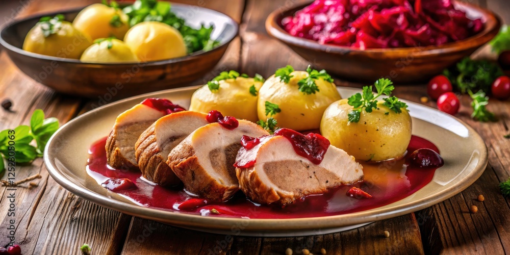 Succulent Polish pork tenderloin: a family dinner, beautifully photographed, using a traditional recipe. Succulent Polish pork tenderloin: a family dinner, beautifully photographed, using a traditional recipe.