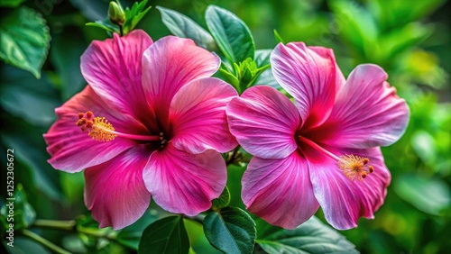 Summer blooms: Macro lens captures vibrant pink Hibiscus moscheutos, a swamp rose mallow spectacle.