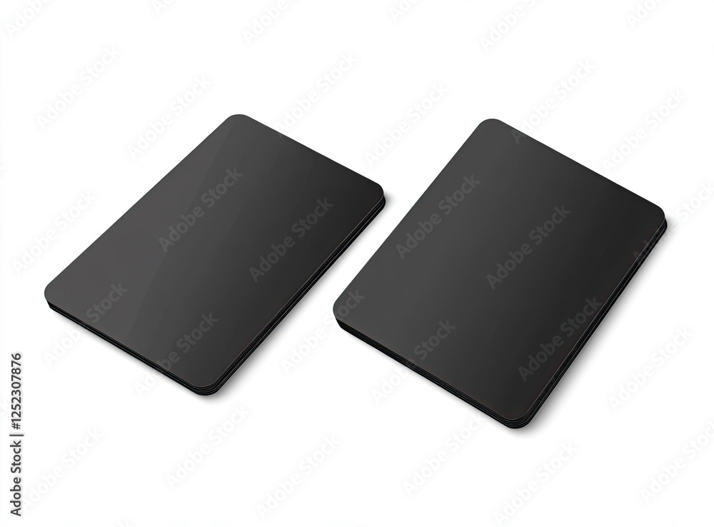 Minimalist Black Card Stack on White Background Minimalist Black Card Stack on White Background