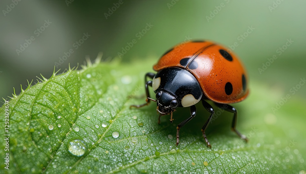 Close-up ladybug on leaf garden nature photography macro environment natural concept Close-up ladybug on leaf garden nature photography macro environment natural concept
