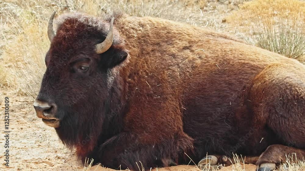 Bison bulls, cows and calves can be found grazing all along the roads of the Caprock Canyons State Park, in Quitaque, Texas. Bison bulls, cows and calves can be found grazing all along the roads of the Caprock Canyons State Park, in Quitaque, Texas.