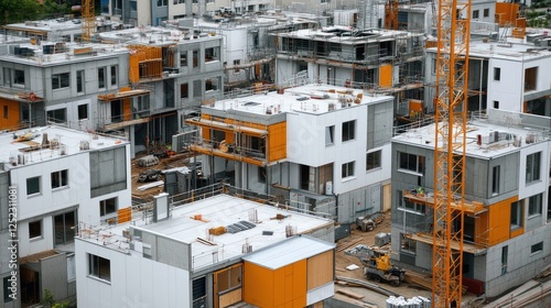 Aerial View of Modern Residential Construction Site photo