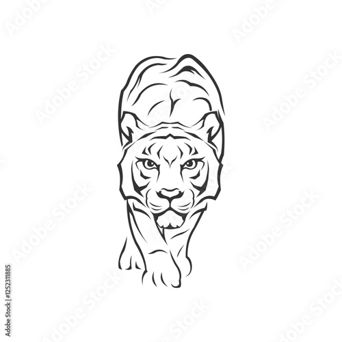 Tiger ready to pounce on its prey illustrator logo design 