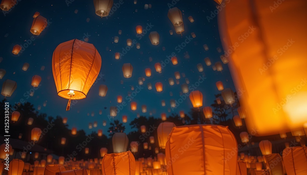 Obraz premium Cultural lantern release light & hope from above