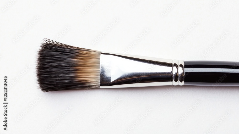 Flat paintbrush on white background, art supply Flat paintbrush on white background, art supply